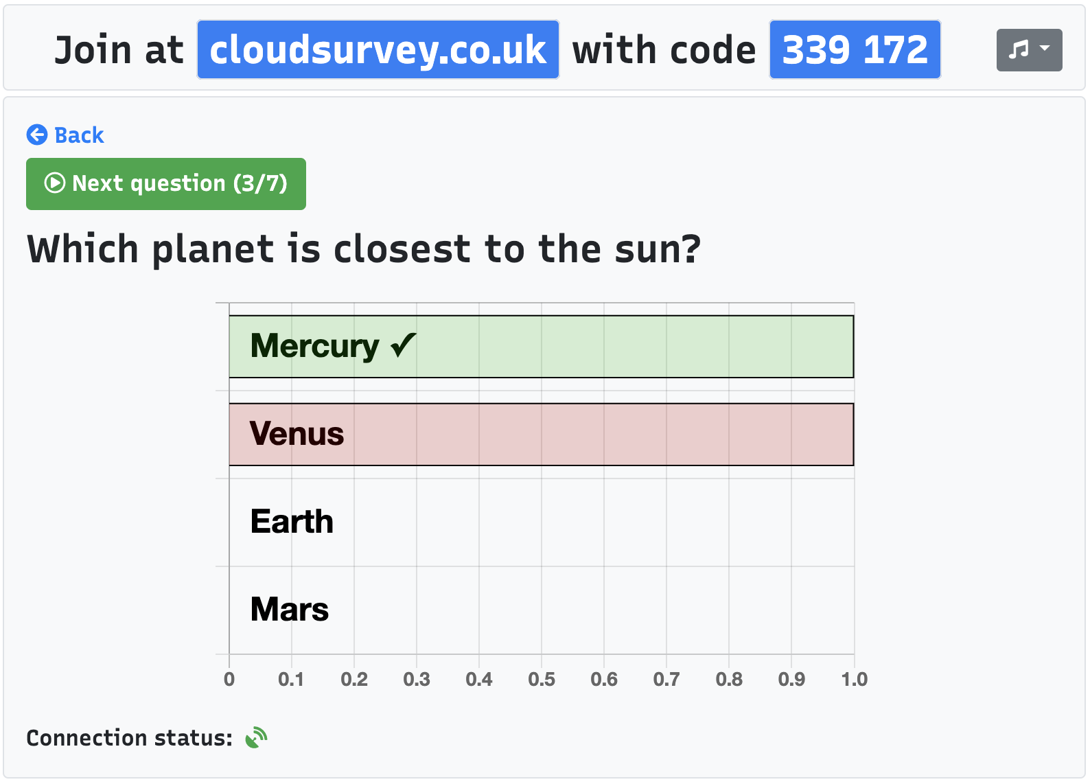 Watch survey result in real-time